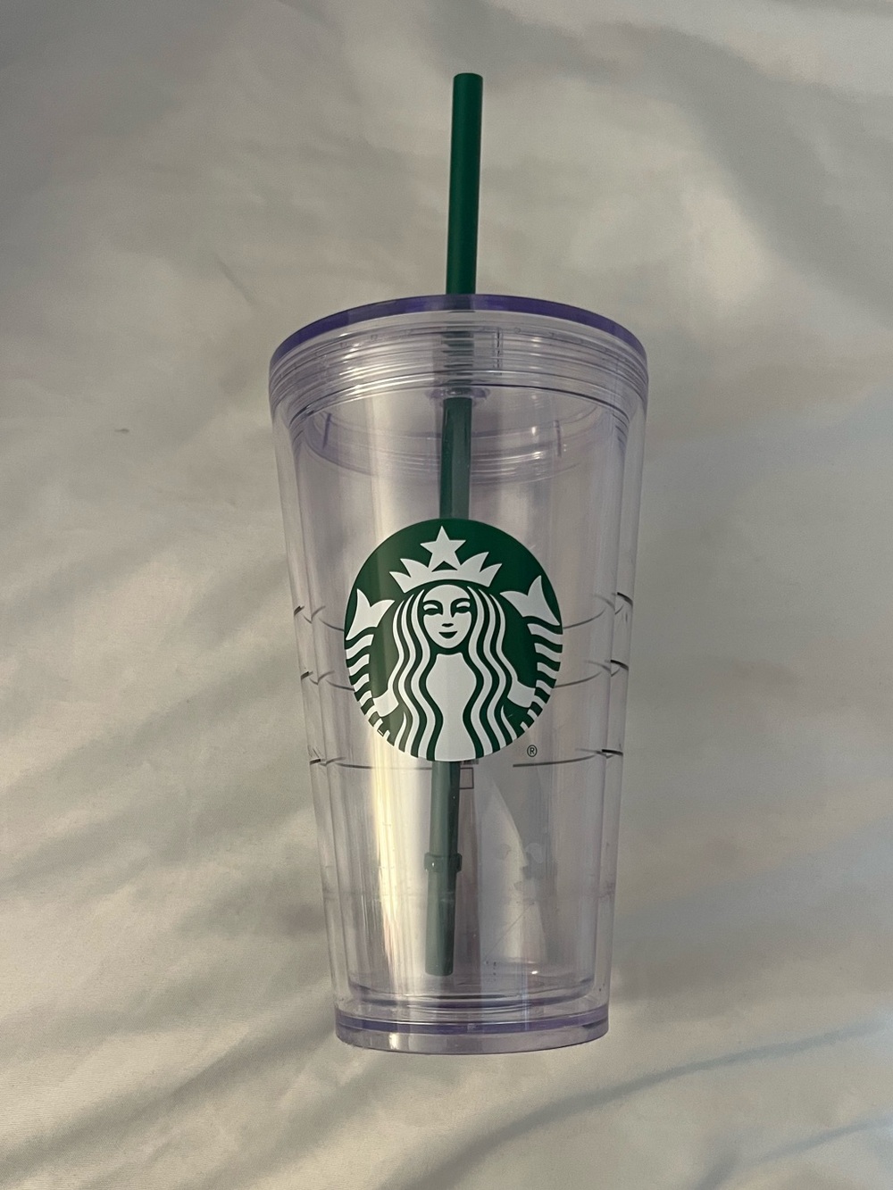 Starbucks Clear Tumbler with Green Logo and Green Straw